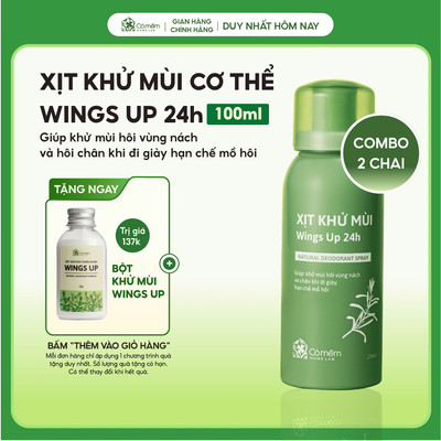 Combo 2 Xịt Khử Mùi Wings Up 24h Khử Mùi Hôi Nách Hôi Chân Giảm Tiết Mồ Hôi Và Ngăn Ngừa Vi Khuẩn Gây Mùi Cỏ Mềm 100ml