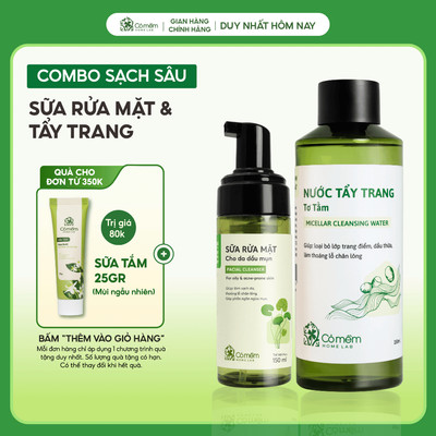 Bộ Chăm Sóc Da 2 Bước Nước Tẩy Trang Và Bọt Rửa Mặt Mọi Loại Da Cỏ Mềm