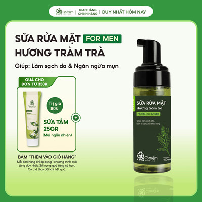 Sữa Rửa Mặt Tạo Bọt Tràm Trà Cho Nam Sạch Sâu Chuẩn Men Kiềm Dầu Giảm Mụn Cỏ Mềm 150ml