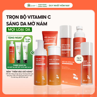 Trọn Bộ Chăm Sóc Da Vitamin C Ngừa Nám Sáng Da Chiết Xuất Sơ Ri Cỏ Mềm