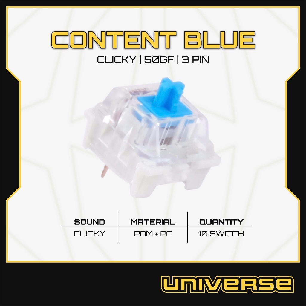 10 Switch KTT Content Blue Switch Clicky 50g 3 Pin POM + PC Công Tắc Bàn Phím Cơ Bàn Phím Universe