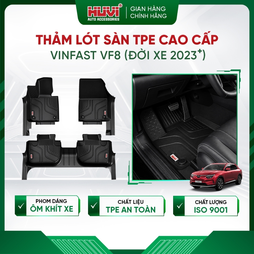 |TẶNG LÓT RỐI| Thảm lót sàn ô tô Vinfast VF8 2023-2026 Eco tràn viền bậc cửa Huvi