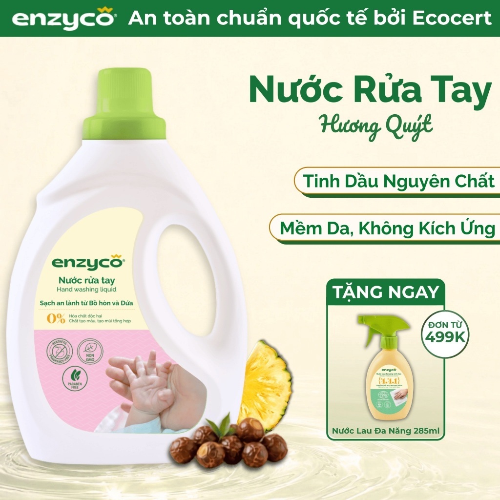 Nước Rửa Tay Diệt Khuẩn, Mềm Da Sinh Học Enzyco 2L, An Toàn Cho Da Nhạy Cảm