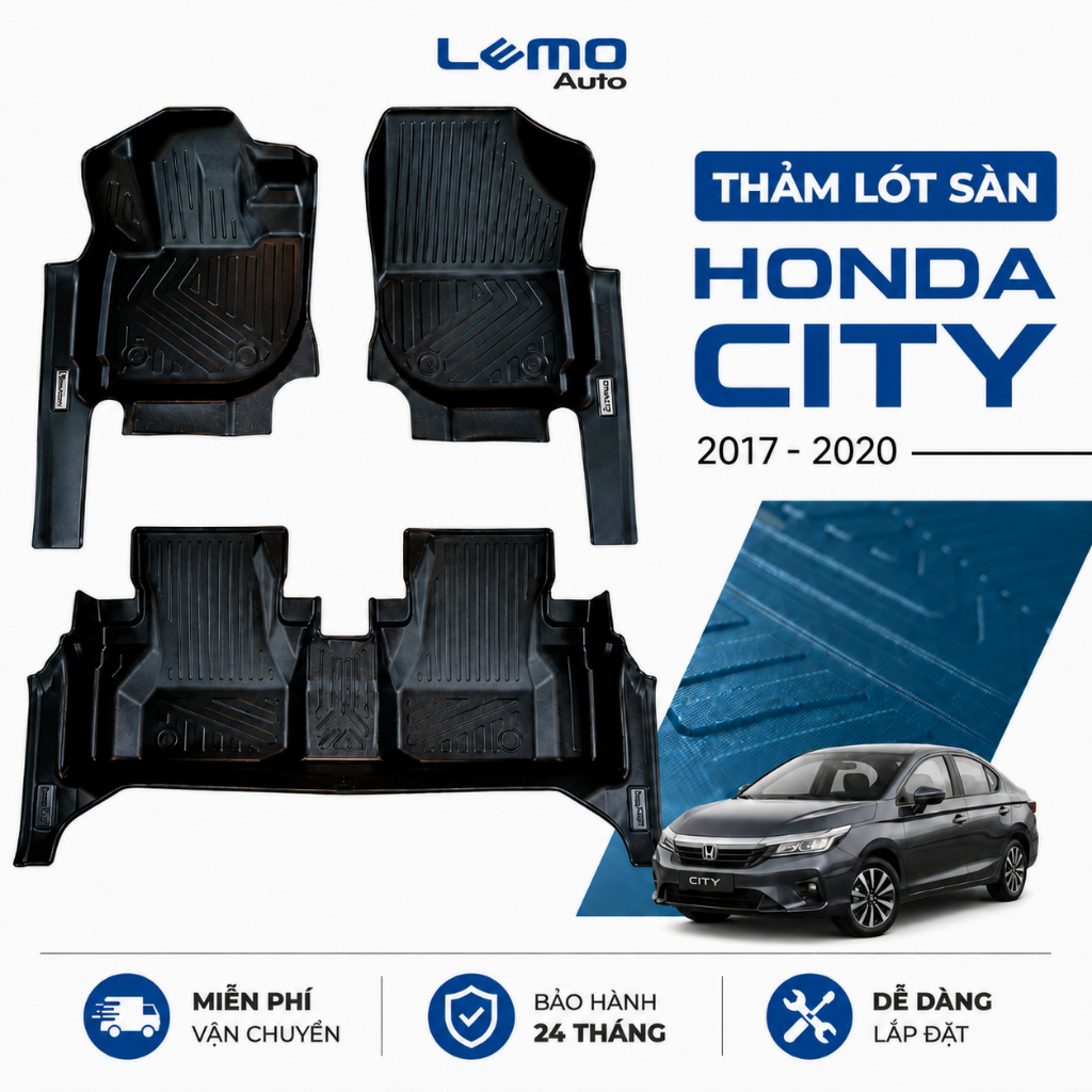 Thảm Lót Sàn Ô Tô Honda City Đời 2017 - 2020 TPE Cao Cấp TRÀN VIỀN Ôm Khít Form Xe FUMO Chính Hãng