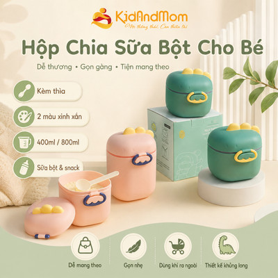 Hộp đựng sữa bột, hộp chia sữa KidAndMom, hộp trữ sữa bột tiện lợi cho bé  khi đi du lịch đi chơi
