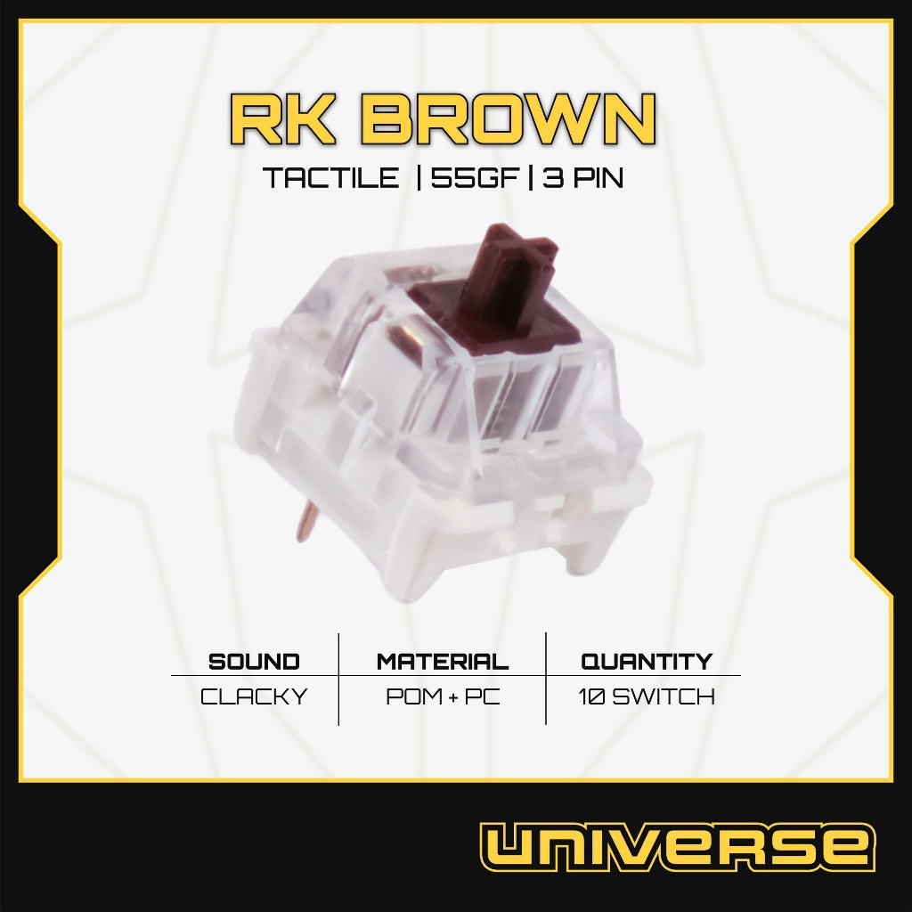 10 Switch Royal Kludge RK Brown Switch Tactile 55g 3 Pin POM + PC Công Tắc Bàn Phím Cơ Universe