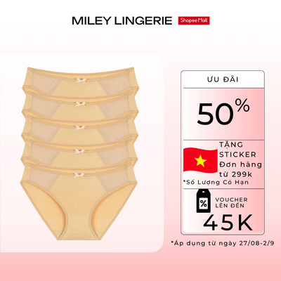 Combo 5 Quần Lót Phối Ren Thun Lạnh Miley Lingerie Cao Cấp - Co Dãn, Thoáng Khí -Màu Da