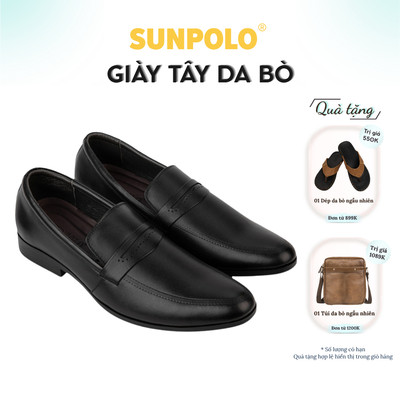 [ Xả kho ] Giày tây nam Da bò SUNPOLO đi làm văn phòng, công sở đế cao 3cm SPH212