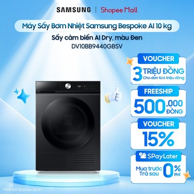 Máy Sấy Bơm Nhiệt Samsung Bespoke AI 10 kg DV10BB9440GBSV - Sấy cảm biến AI Dry, màu Đen