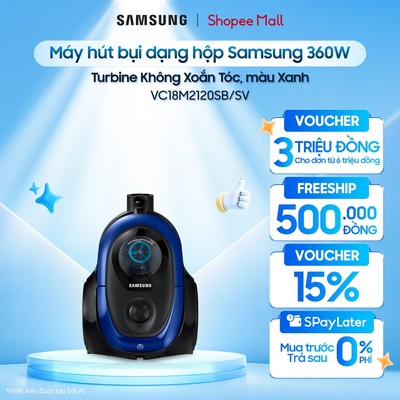 Máy hút bụi dạng hộp Samsung 360W VC18M2120SB/SV - Turbine Không Xoắn Tóc, màu Xanh
