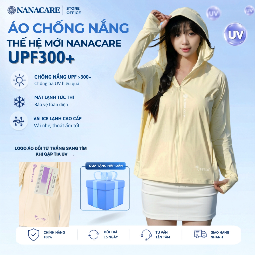 ( Ngọc Trinh x Nanacare) Áo Chống Nắng Chất Su ICE mát lạnh Nam Nữ 6D Hàn, UPF > 300, Áo Chống UV Bả