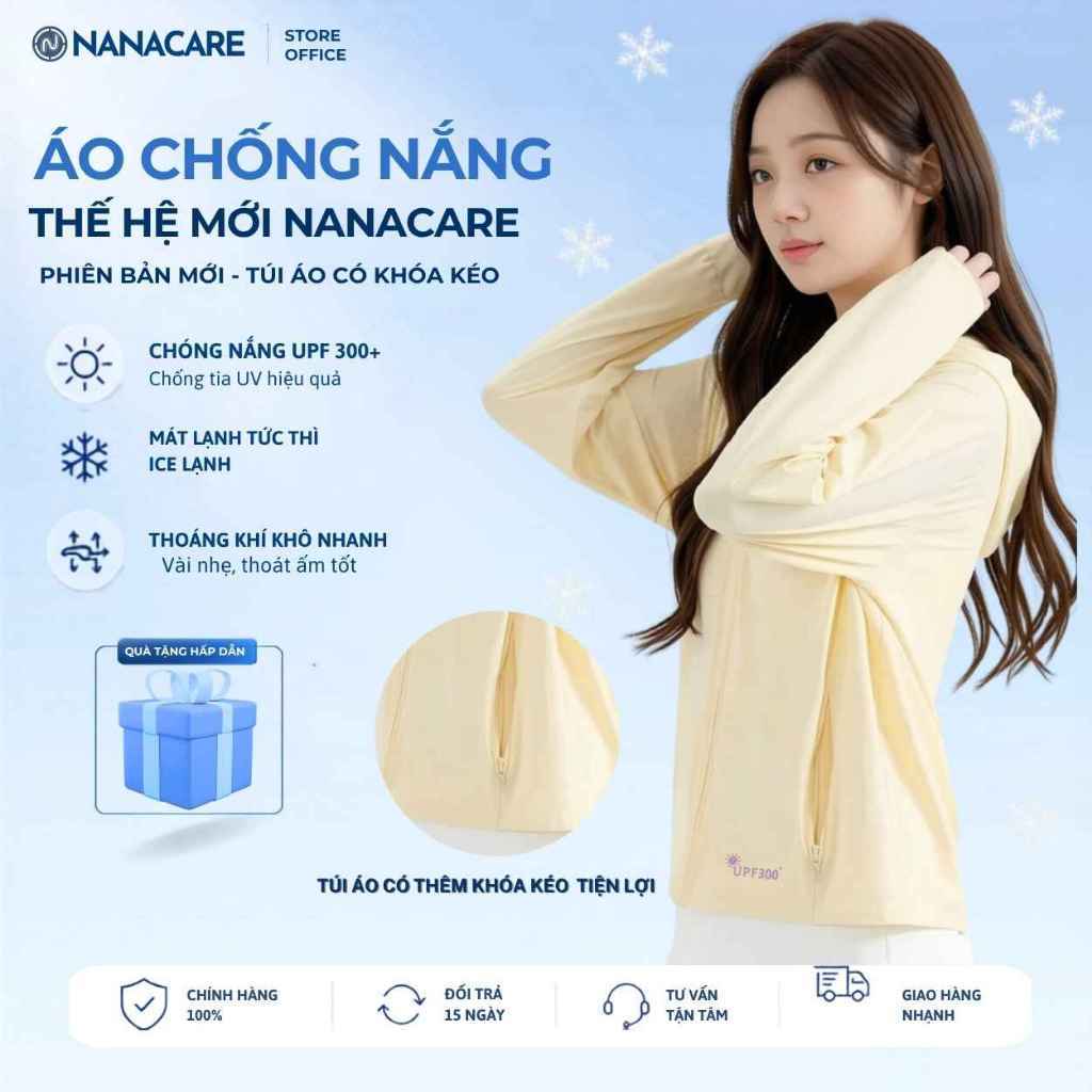 (Phiên bản Mới)Áo chống nắng chất su ICE mát lạnh NANACARE nam nữ 6D Hàn Áo chống nắng màu pastel UP