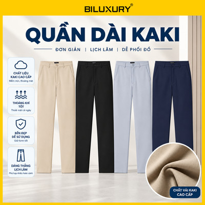 [T8_ĐỒNG GIÁ 429K] Quần Kaki Nam 9QKKT001 Biluxury Form Slimfit Ống Suông Chống Nhăn Co Giãn Bền Màu Giữ Phom Dáng