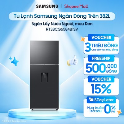 Tủ Lạnh Samsung Ngăn Đông Trên 382L RT38CG6584B1SV - Ngăn Lấy Nước Ngoài,  màu Đen