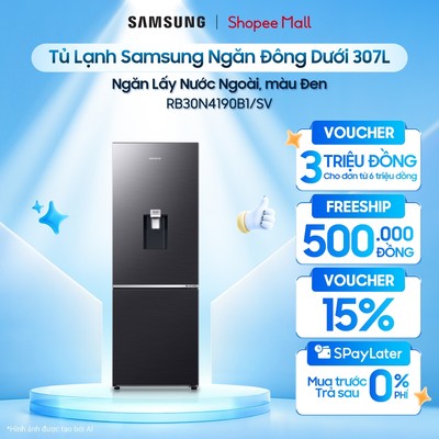 Tủ Lạnh Samsung Ngăn Đông Dưới 307L RB30N4190B1/SV - Ngăn Lấy Nước Ngoài, màu Đen
