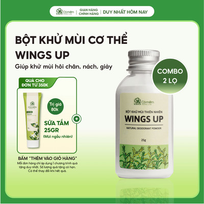 Combo 2 Bột Khử Mùi Wings Up Khử Mùi Hôi Chân Hôi Nách Kiểm Soát Mồ Hôi Hôi Cỏ Mềm 25g