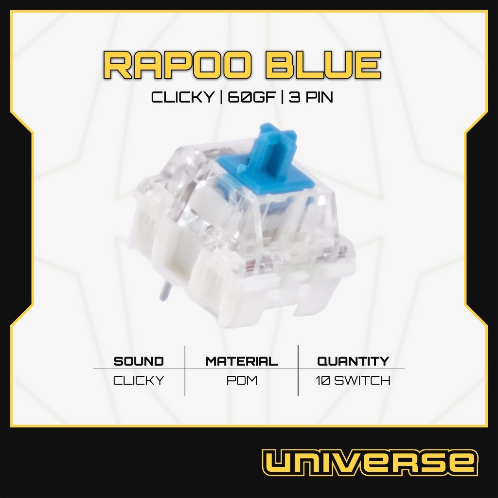 10 Switch Rapoo Blue Stem Box Switch Clicky 60g 3 Pin POM Công Tắc Bàn Phím Cơ Bàn Phím Universe