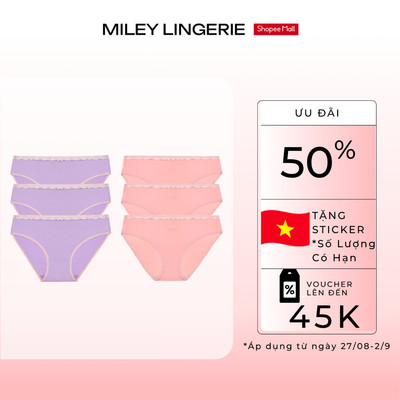 Combo 6 Quần Lót Thun Lạnh Miley Lingerie Trơn Viền Ren 4 Chiều Fashion BMS_01