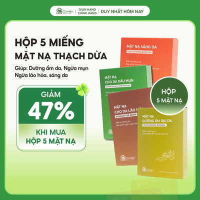 Combo 5 Mặt Nạ Dừa Tươi Lên Men Dưỡng Ẩm Sáng Da Ngừa Lão Hoá Cỏ Mềm