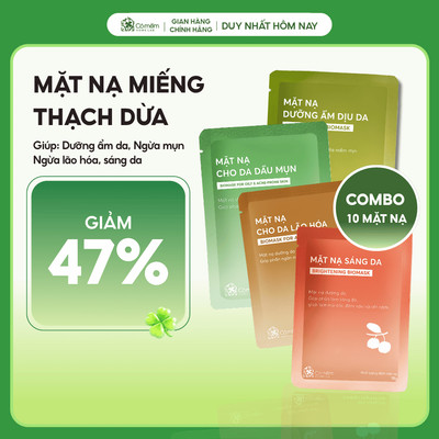 Combo 10 Mặt Nạ Dừa Tươi Lên Men Cỏ Mềm