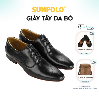 [ Xả kho ] Giày tây nam Da bò Pull-up cao cấp SUNPOLO giày đi tiệc, công sở, công tác MU0038