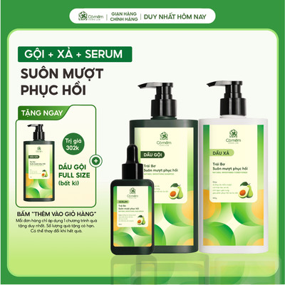 Trọn Bộ Chăm Sóc Tóc Suôn Mượt Phục Hồi Gội Xả Serum Trái Bơ Cỏ Mềm