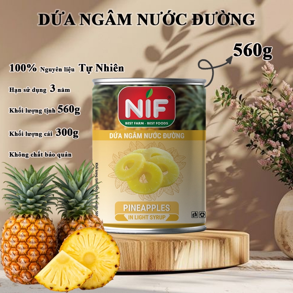 Dứa Ngâm Nước Đường NIF Lon 560g