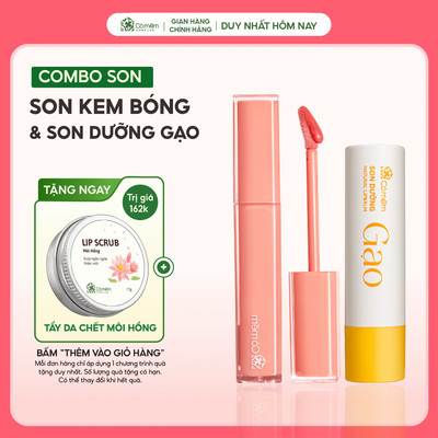 Combo Son Môi Bóng Thuỷ Tinh Và Son Dưỡng Ẩm Môi Cỏ Mềm