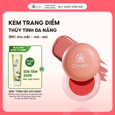 Kem Trang Điểm Thuỷ Tinh 3in1 Phấn Má Phấn Mắt Son Môi Bền Màu Bắt Sáng Lên Màu Tự Nhiên Cỏ Mềm 5g
