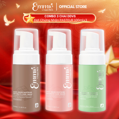 Dung dịch vệ sinh phụ nữ Emmie Soothing Intimate Care Hỗ Trợ Làm Sạch Dịu Nhẹ - Kiểm Nghiệm Pasteur Combo 3 Mùi x 100ml