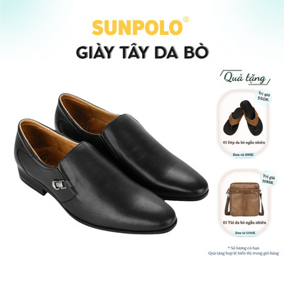 Giày tây nam Da bò SUNPOLO giày đi làm văn phòng, công sở đế cao 3cm TAY119