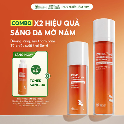 Bộ đôi dưỡng sáng da mờ thâm nám tàn nhang Vitamin C chiết xuất Sơ-ri Cỏ Mềm