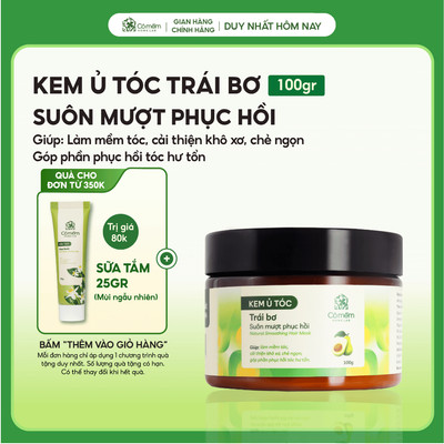 Kem ủ tóc Keratin phục hồi tóc mềm mượt thiên nhiên cải thiện khô xơ chẻ ngọn Trái Bơ Cỏ Mềm 100g