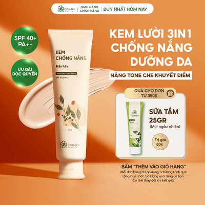 Kem Chống Nắng Mặt Nâng Tông Thấm Nhanh Hây Hây Cho Mọi Loại Da Khô Dầu Mụn SPF 40 PA ++ Cỏ Mềm 60g