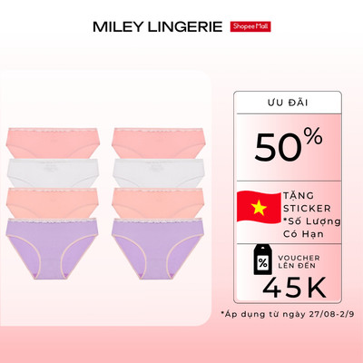 Combo 10 Quần Lót Nữ Thun Lạnh Miley Lingerie Trơn Viền Ren BMS Màu Ngẫu Nhiên