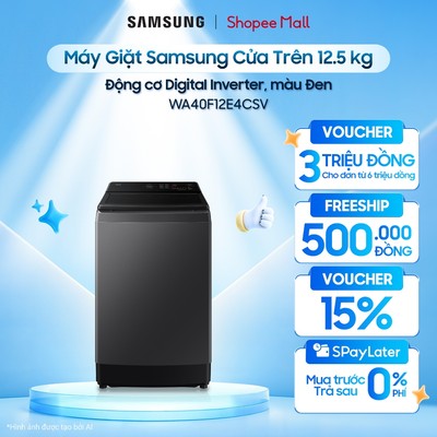 Máy Giặt Samsung Cửa Trên WA40F12E4CSV 12.5kg - Động cơ Digital Inverter, màu Đen