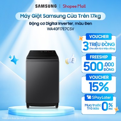 Máy Giặt Samsung Cửa Trên WA40F17E7CSV 17kg - Động cơ Digital Inverter, màu Đen