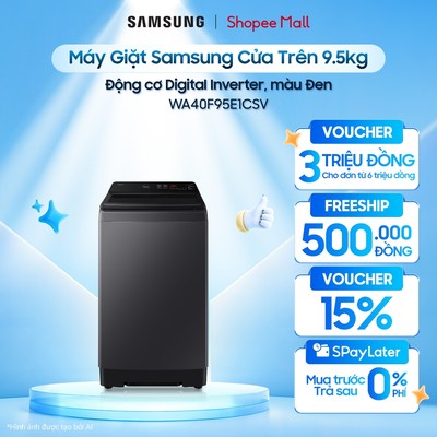 Máy Giặt Samsung Cửa TrênWA40F95E1CSV 9.5kg - Động cơ Digital Inverter, màu Xám Đen