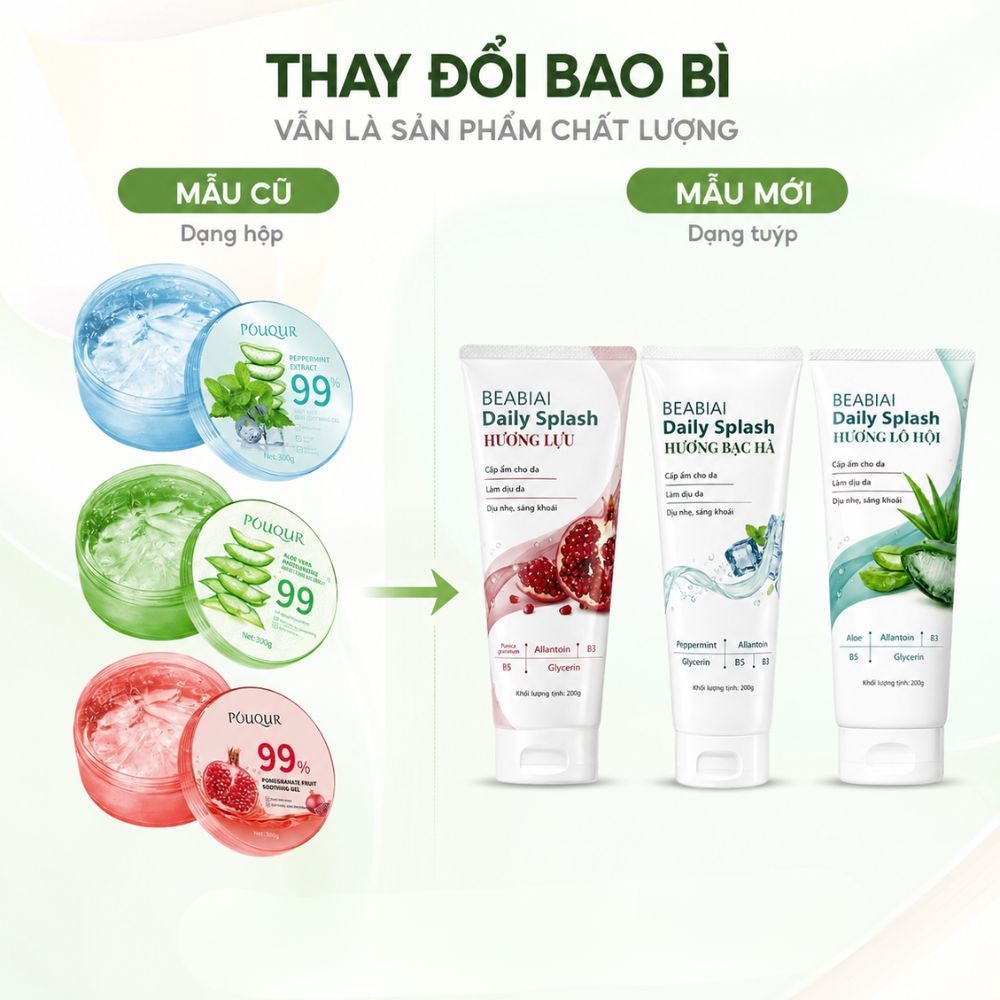 Ảnh 19 của Gel dưỡng nha đam BEABIAI DAILY SPLASH Cấp Ẩm, Làm Dịu, Làm Mát, Phục Hồi Da Hiệu Quả 200g