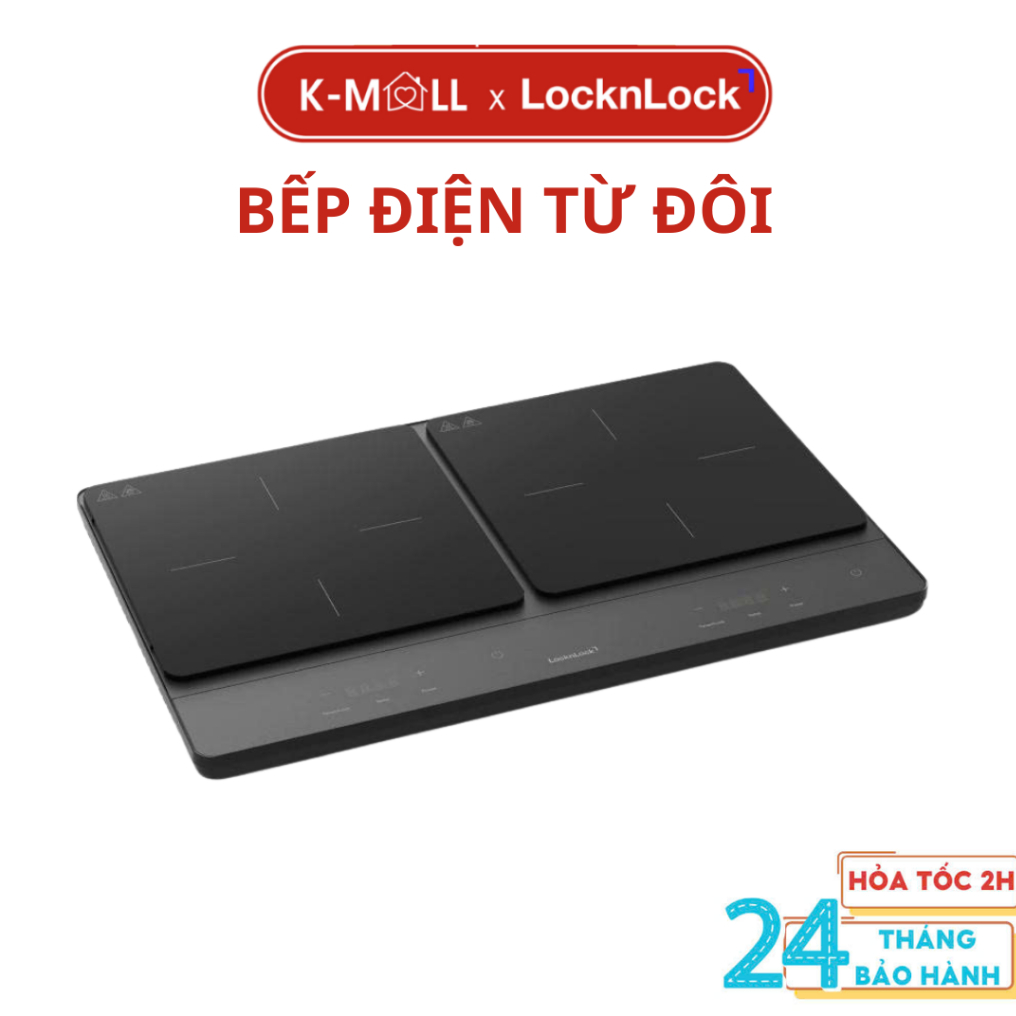 Bếp Điện Từ Đôi Locknlock Dual Induction Cooktop Mặt Kính Ceramic  10 Công Suất Nấu EJI347BLK - Màu 