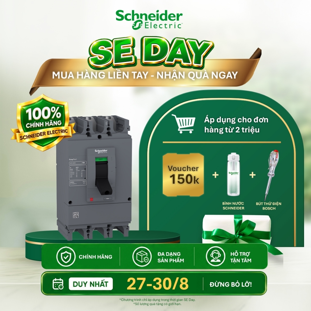 Cầu dao tự động MCCB - 400A - 3P - Type H - Schneider Electric - EZC400H3400N