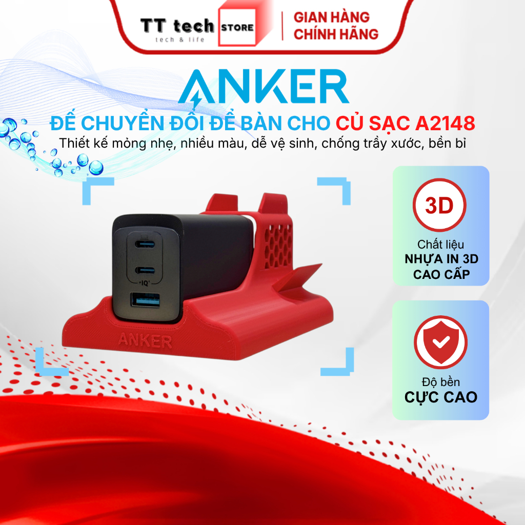 Đế Chuyển Đổi Để Bàn Củ Sạc Anker A2148 In 3D Cao Cấp, Phụ Kiện Decor Bàn, Setup Phòng Làm Việc