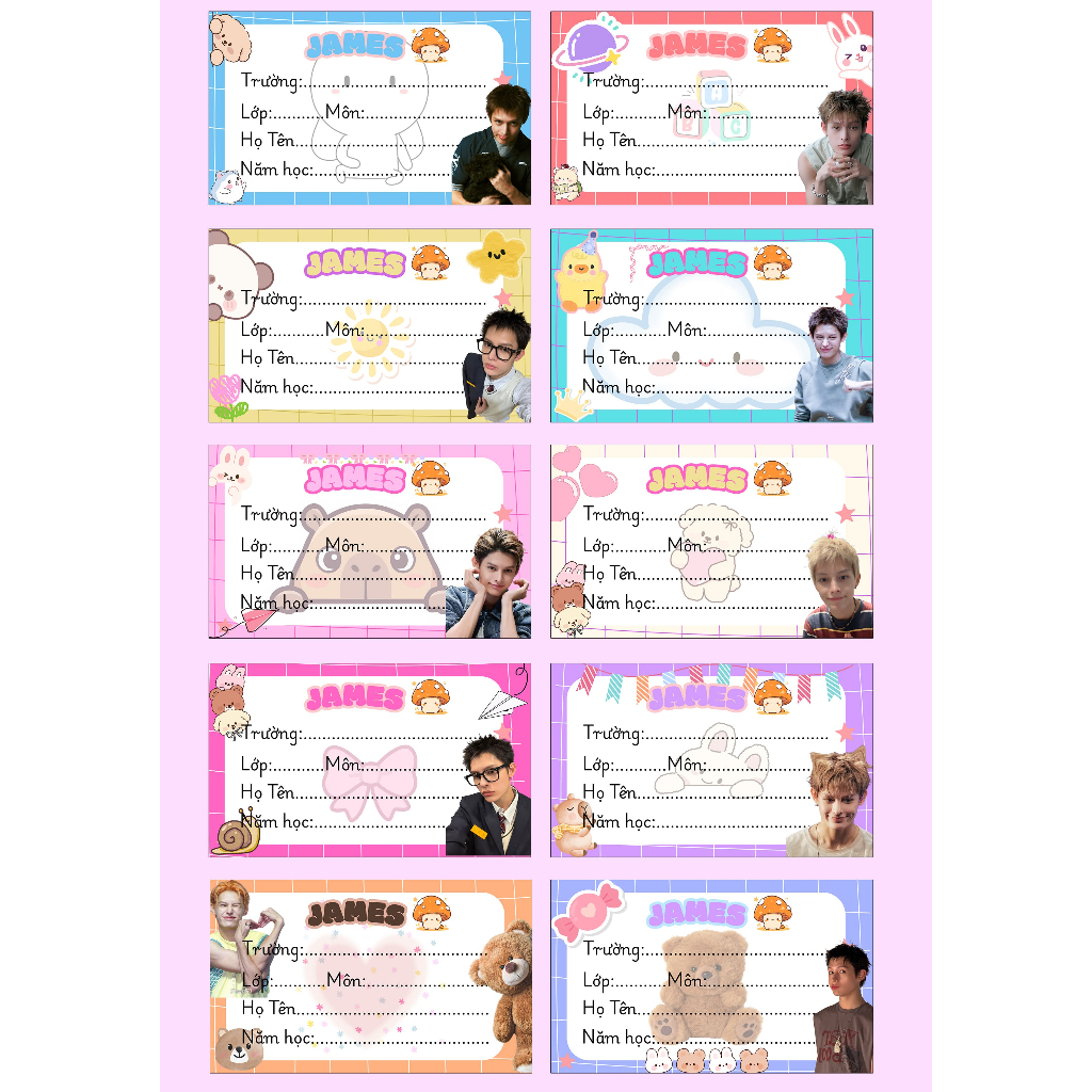 Nhãn Vở James CORTIS Fanmade | Nhãn Dán Vở In Hình James | Sticker Trang Trí Sách Vở
