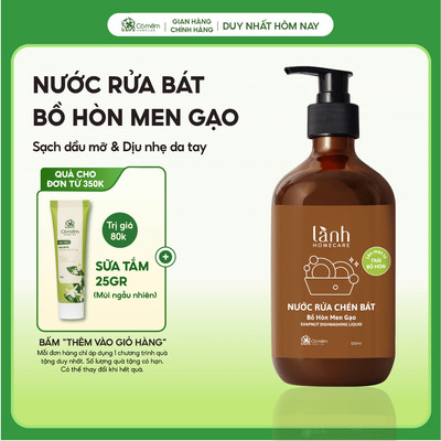 Nước Rửa Chén Bát Thiên Nhiên Lành Homecare Chiết xuất Từ Bồ Hòn Men Gạo Cỏ Mềm 500ml