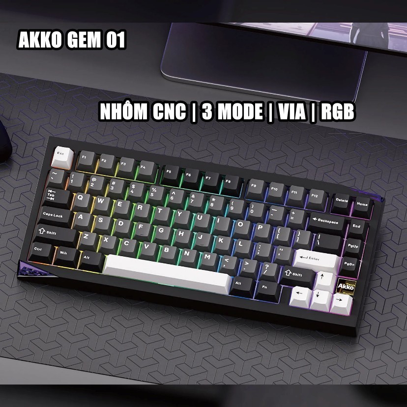 (NEW) AULA  F75 | S75PRO| AKKO GEM01 | XINMENG M75 | HI75C PRO | -Bàn phím cơ không dây | Hotswap | RGB