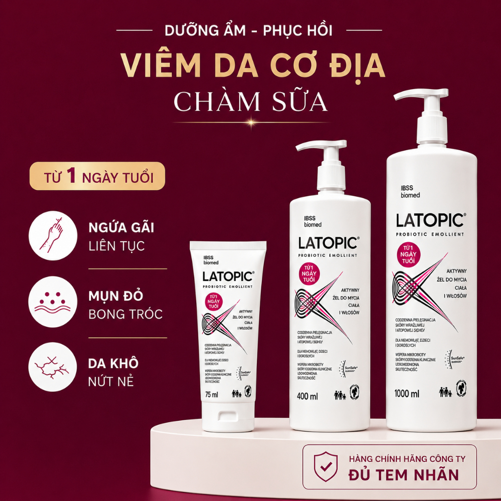 Kem Dưỡng Ẩm Dịu Ngứa LATOPIC Cho Viêm Da Cơ Địa Chàm Sữa Tắm Da Nhạy Cảm Kích Ứng Khô Nẻ