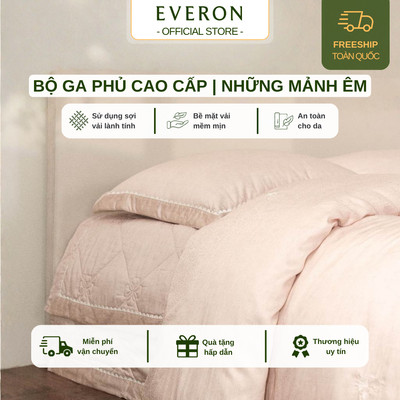 [Everon] Bộ ga gối cao cấp Thêu hiện đại sang trọng (Bộ ga phủ:1 ga phủ+2 vỏ gối nằm+ 1 vỏ chăn-BST2027 Những Mảnh Êm)