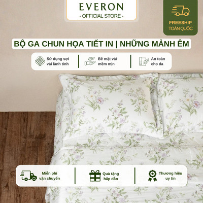 [Everon] Bộ ga chun cao cấp họa tiết In hiện đại sang trọng (1 ga chun + 2 vỏ gối nằm - BST2027 Những Mảnh Êm)