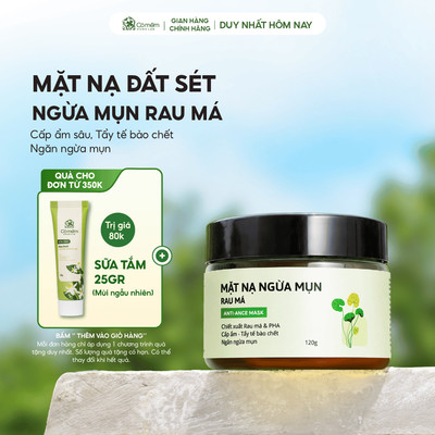 Mặt Nạ Đất Sét Ngừa Mụn Rau Má Cho Da Mụn Da Dầu Nhạy Cảm Cỏ Mềm 120g