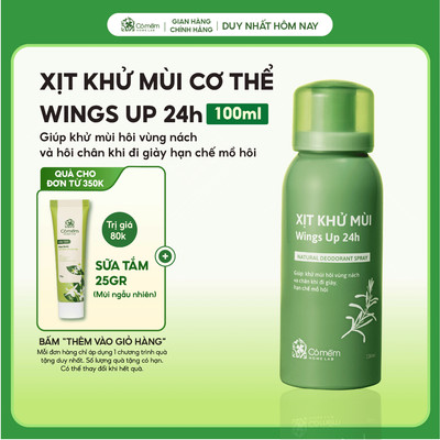 Xịt Khử Mùi Wings Up 24h Khử Mùi Hôi Nách Hôi Chân Giảm Tiết Mồ Hôi Và Ngăn Ngừa Vi Khuẩn Gây Mùi Cỏ Mềm 100ml